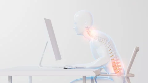 Bad Posture at Computer Stock Footage 307007191