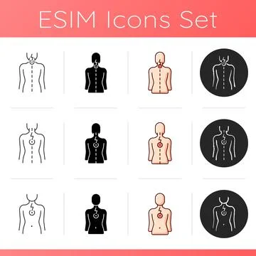 Bad posture problems icons set Stock Illustration