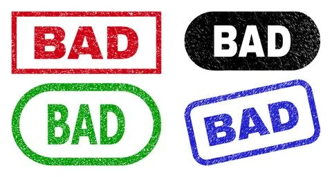 BAD Rectangle Stamp Seals with Grunge Style Stock-Illustration