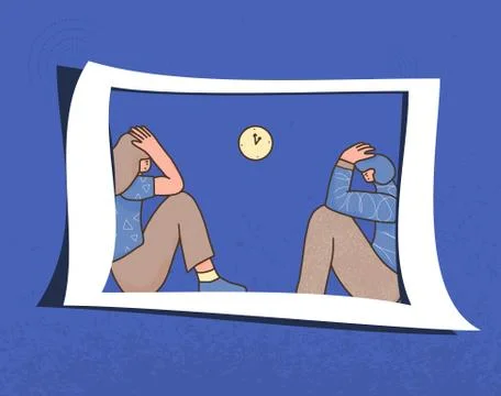 Bad relationship. Psychological issues. Young people with bad mood sitting in Stock Illustration