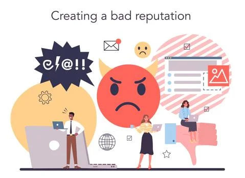 Bad reputation concept. Building relationship with people Ilustración de archivo