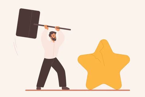 Bad review, online negative feedback of angry customer to ruin reputation of Stock Illustration