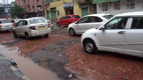 Bad roads in Kolkata Vídeos de archivo 77663847