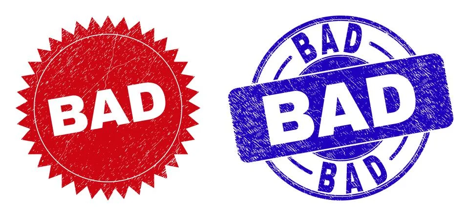 BAD Rounded and Rosette Seals with Distress Texture Illustrazione stock