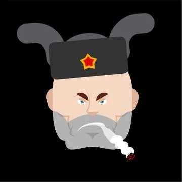 Bad russian man face. Angry guy in Russia. vector illustration Stock Illustration