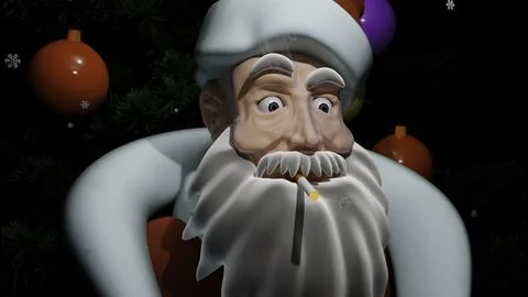 Bad Santa concept. Design. Close up of an abstract Santa Claus smoking cigarette Stock Illustration