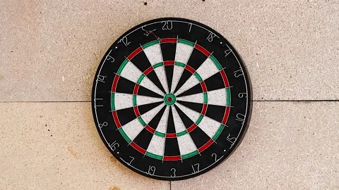 Bad shots on target of a dart board Stock Footage 238469257