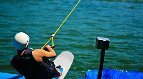 Bad start young man on water board Video stock 37780937