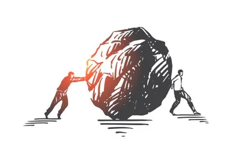 Bad teamwork, misunderstanding concept sketch. Hand drawn isolated vector Stock Illustration