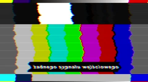 Bad TV Color Bars - No Signal - Polish Text - Loop Stock Footage 42256302