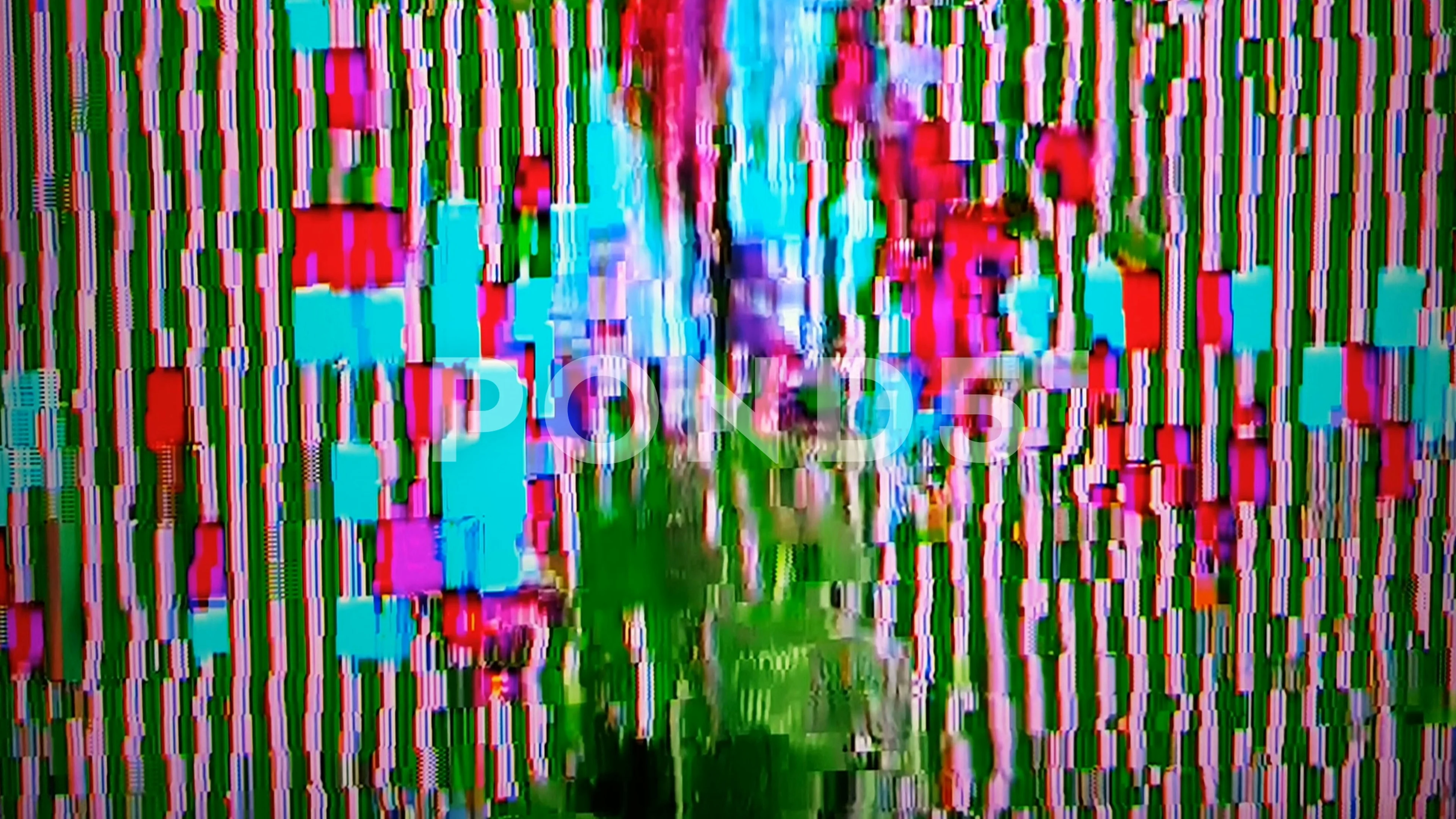 Analog TV signal with glitching effect. , Stock Video