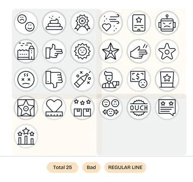 Bad Vector Icon Toolkit featuring 25 Editable 256x256 Regular Line elements Ilustración de archivo