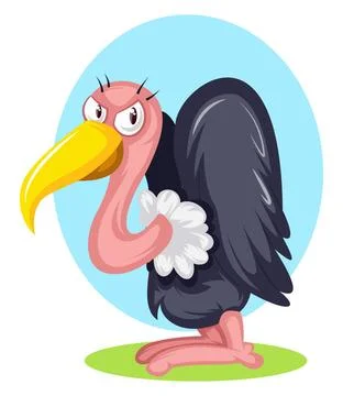 Bad vulture looking, illustration, vector on white background. Bad vulture... Stock Photos