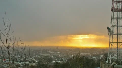 Bad weather and sunset Stock Footage 10809900