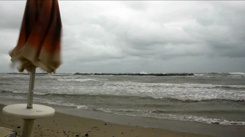 Bad weather on the beach Stock Footage 28772576