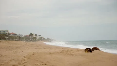 Bad weather at the beach - Slow Motion Stock Footage 173766434