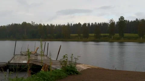 Bad weather by the pier with rain Stock Footage 249472636