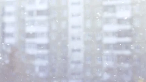 Bad weather, snow blizzard snowfall in the city, snowflakes swirl in the air Stock Footage 149396493
