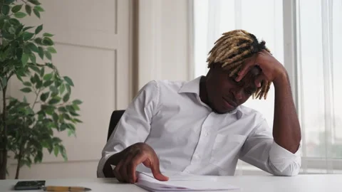 Bad work angry black man documents problem Stock Footage 193575407