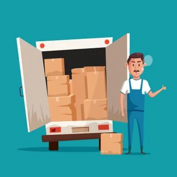Bad worker. Cartoon vector illustration. Relocation. Moving service Stock Illustration