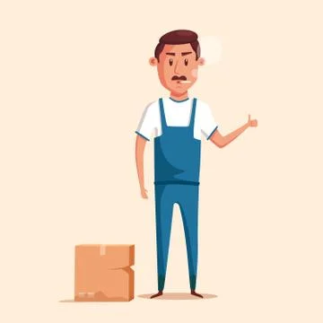 Bad worker in uniform. Cartoon vector illustration. Relocation Stock Illustration