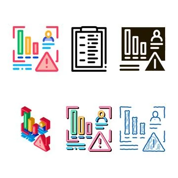 Bad working employee card icon thin types line vector Stock Illustration