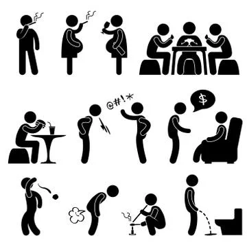 Bad Wrong behaviour Habit Lifestyle Stock-Illustration