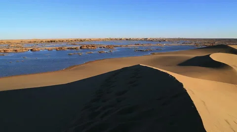 Badain Jaran Desert lake Video stock 44349050