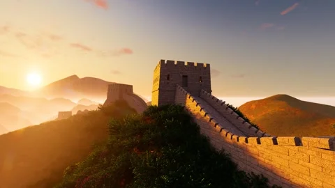 Badaling Great Wall time-lapse scenery of sunrise in the morning Stock Footage 288180734