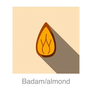 Badam Almond flat icon, vector illustration Stock Illustration