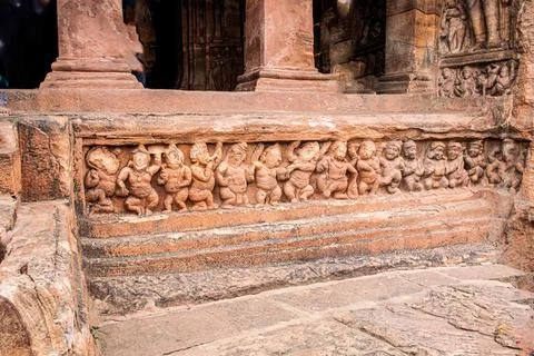 Badami Cave no 2 Dancing figures carved on stone Stock Photos