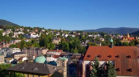 Baden Baden is a top view of the rooftops and the city, 4k Stock Footage 67451508