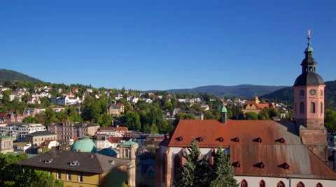 Baden Baden is a top view of the rooftops and the city, 4k Stock Footage 67451684