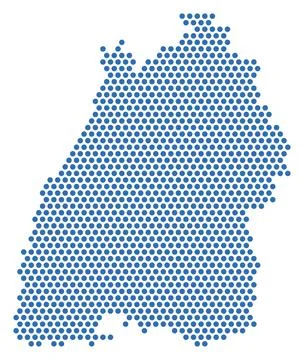 Baden-Wuerttemberg dotted map, blue dots, German federal state Illustrazione stock