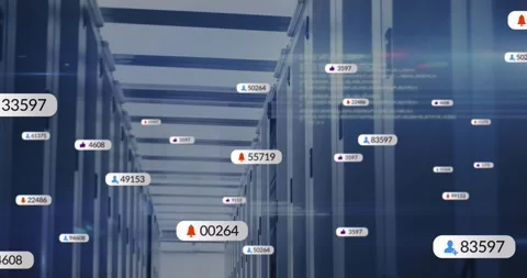 On badge appearance, notification badges drifting, multiplying and fading, Stock Footage 330594306