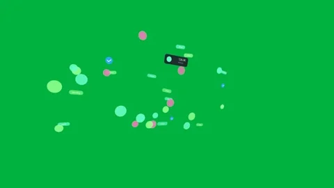 Badge appearing, mint discs and pills expanding and orbiting to show count on Stock Footage 329593556