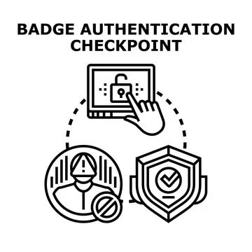 Badge authentication checkpoint verifying user access security Illustrazione stock