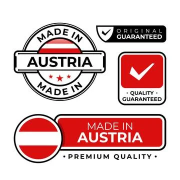 Badge bundle made in Austria label icon emblem isolated on white background Stock Illustration