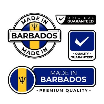 Badge bundle made in Barbados label icon emblem isolated on white background Stock Illustration