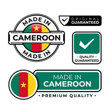 Badge bundle made in Cameroon label icon emblem isolated on white background Stock Illustration