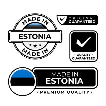 Badge bundle made in Estonia label icon emblem isolated on white background Illustrazione stock