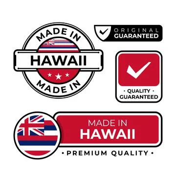 Badge bundle made in Hawaii label icon emblem isolated on white background Stock Illustration