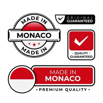 Badge bundle made in Monaco label icon emblem isolated on white background Stock Illustration
