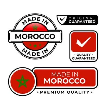 Badge bundle made in Morocco label icon emblem isolated on white background Stock Illustration