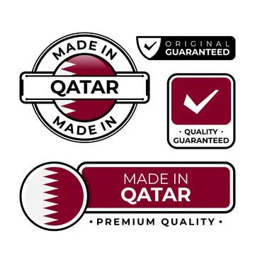 Badge bundle made in Qatar label icon emblem isolated on white background Stock Illustration
