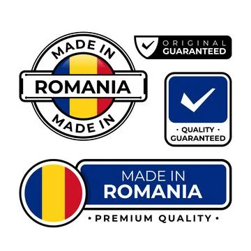 Badge bundle made in Romania label icon emblem isolated on white background Stock Illustration
