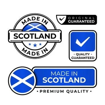 Badge bundle made in Scotland label icon emblem isolated on white background Stock Illustration