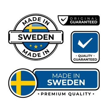 Badge bundle made in Sweden label icon emblem isolated on white background Stock Illustration