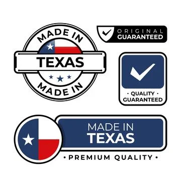 Badge bundle made in Texas label icon emblem isolated on white background Stock Illustration