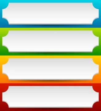Badge, button, banner set in 4 bright color with slight 3d effect Stockillustratie